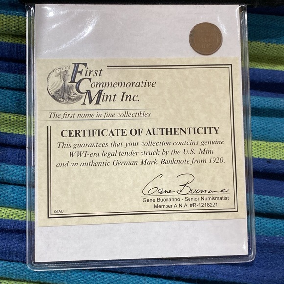 World War I Lincoln Wheat Penny 1916 and Banknote from First Commemorative Mint - Picture 4 of 10